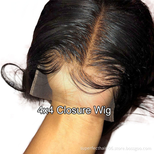 Wholesale Price 4x4 Body Wave & Straight Lace Closure Wig Pre Plucked With Baby Hair Cuticle Aligned Raw Virgin Human Hair Wigs